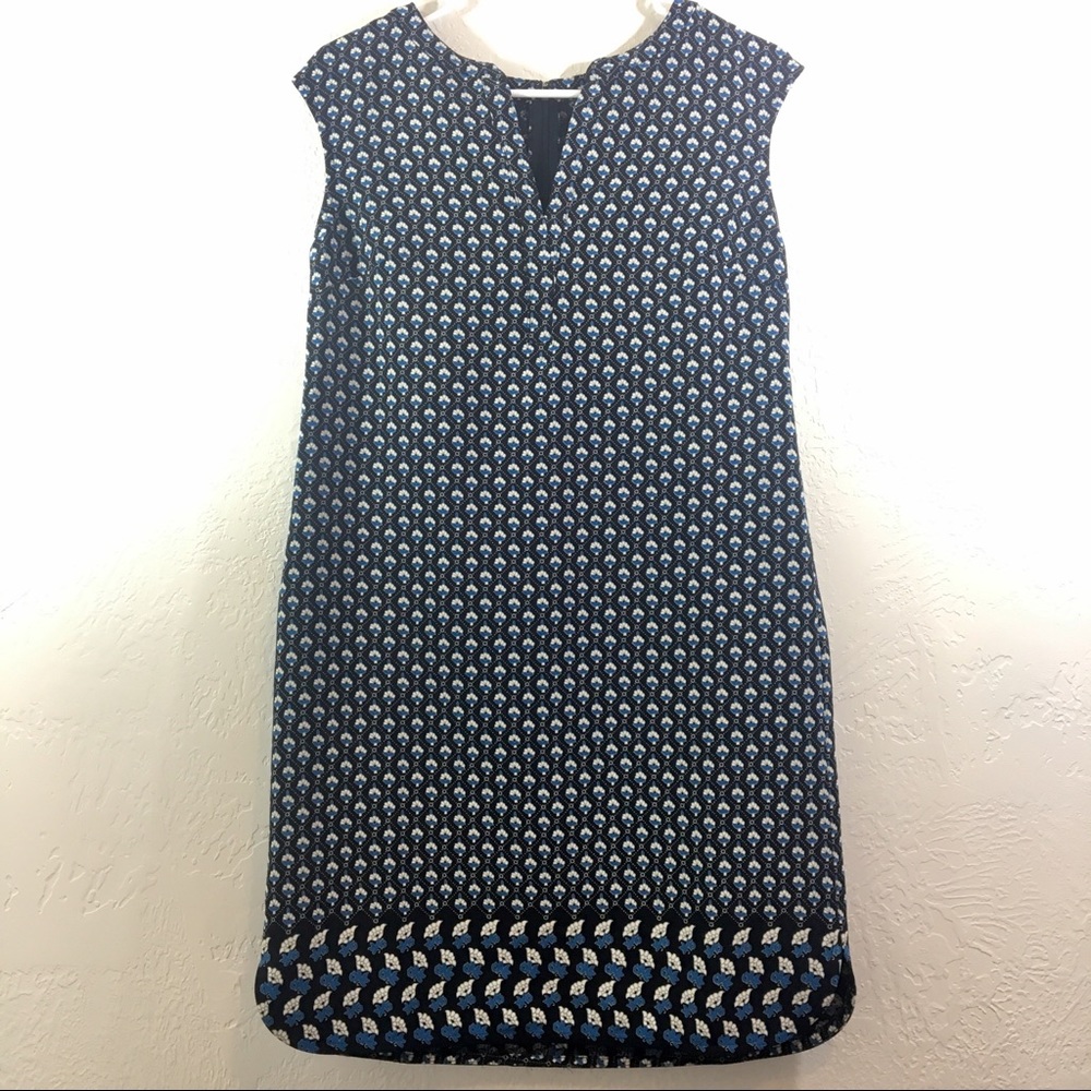 Ann Taylor Black Floral Sleeveless Shift Dress S